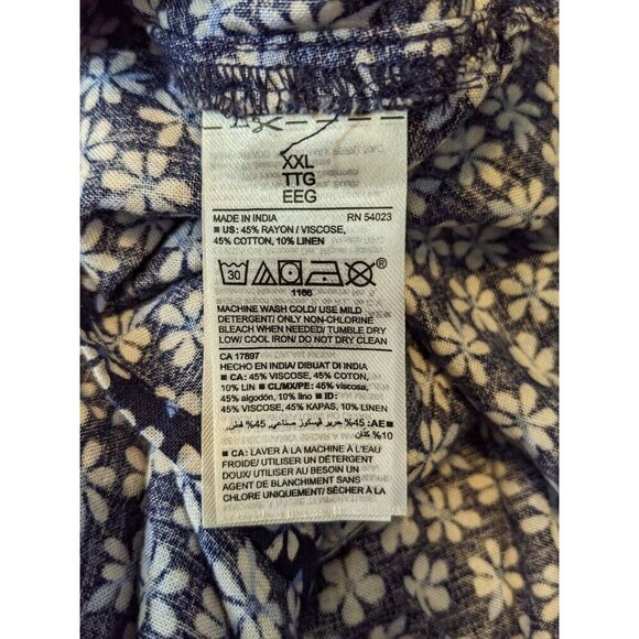 Old Navy Wrap Top Womens Plus XXL Blue Ditsy Floral Flutter Sleeve Side Tie - Picture 7 of 7